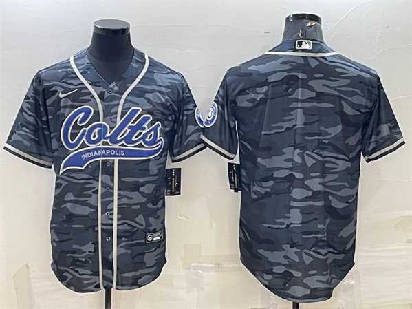 Mens Indianapolis Colts Blank Gray Camo With Patch Cool Base Stitched Baseball Jersey->indianapolis colts->NFL Jersey